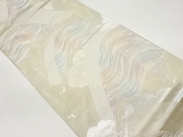 山並みに荒波模様織出し袋帯